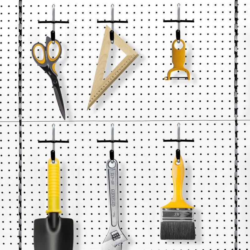 Daanxw 1/4 Inch Extra Thick Pegboard Hooks,Only Suitable for 1/4"" Pegboard Board,Metal Pegboard Hooks for Hanging Storage(60pcs J Hook, Black) - Image 5